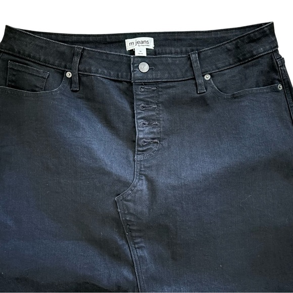 M Jeans By Maurice’s Denim Maxi Skirt Sz 16 Black Button Fly Front Slit Cotton - Picture 3 of 5